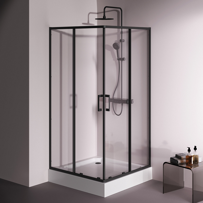 Душевое ограждение без поддона 100x100 AM.PM Above W9XG-403-100100-BT профиль черный
