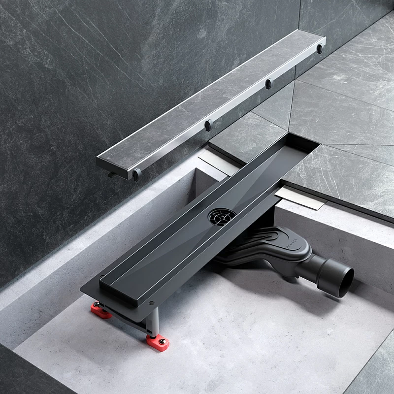 Душевой трап (лоток) 50 AM.PM MasterFlow W01SC-U11-050-04SB комбинированный затвор со стальной матовой решеткой под плитку