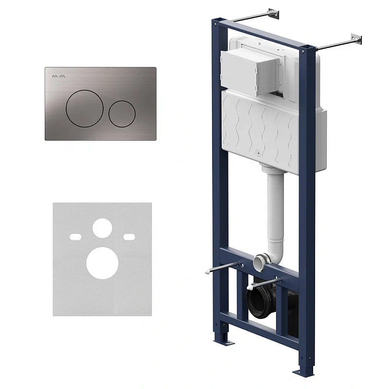 Инсталляция для подвесного унитаза AM.PM Pro I012704.9031 с пневм. клавишей никель матовый