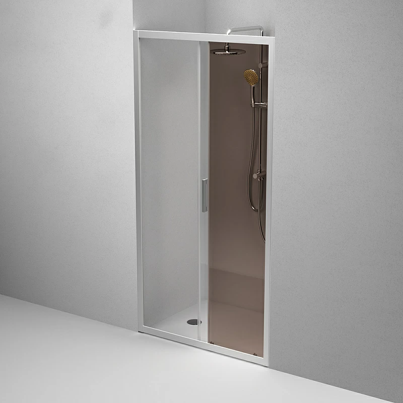 Душевая перегородка с дверью 100x195 AM.PM Gem W90G-100-1-195MBr бронзовое стекло, профиль серебристый