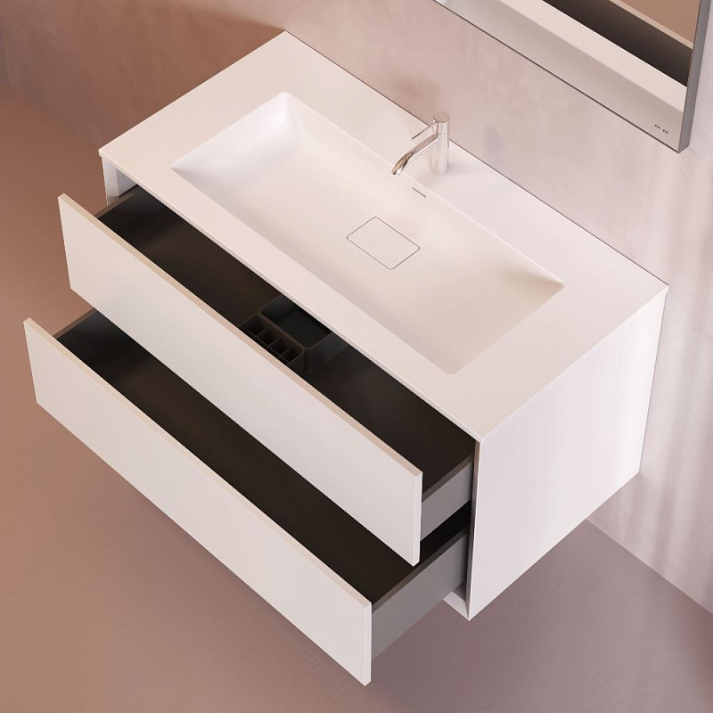 Тумба с раковиной 100 AM.PM Libre M60-FHX1002WM-WPC100SWM подвесная белая матовая