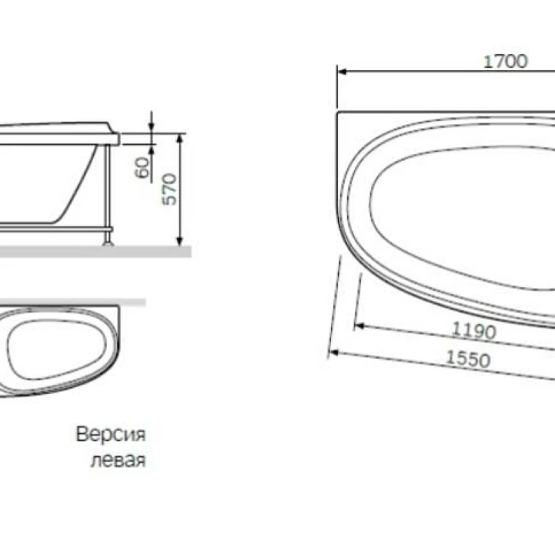 Каркас для ванны 170 AM.PM Like W80A-170L110W-R