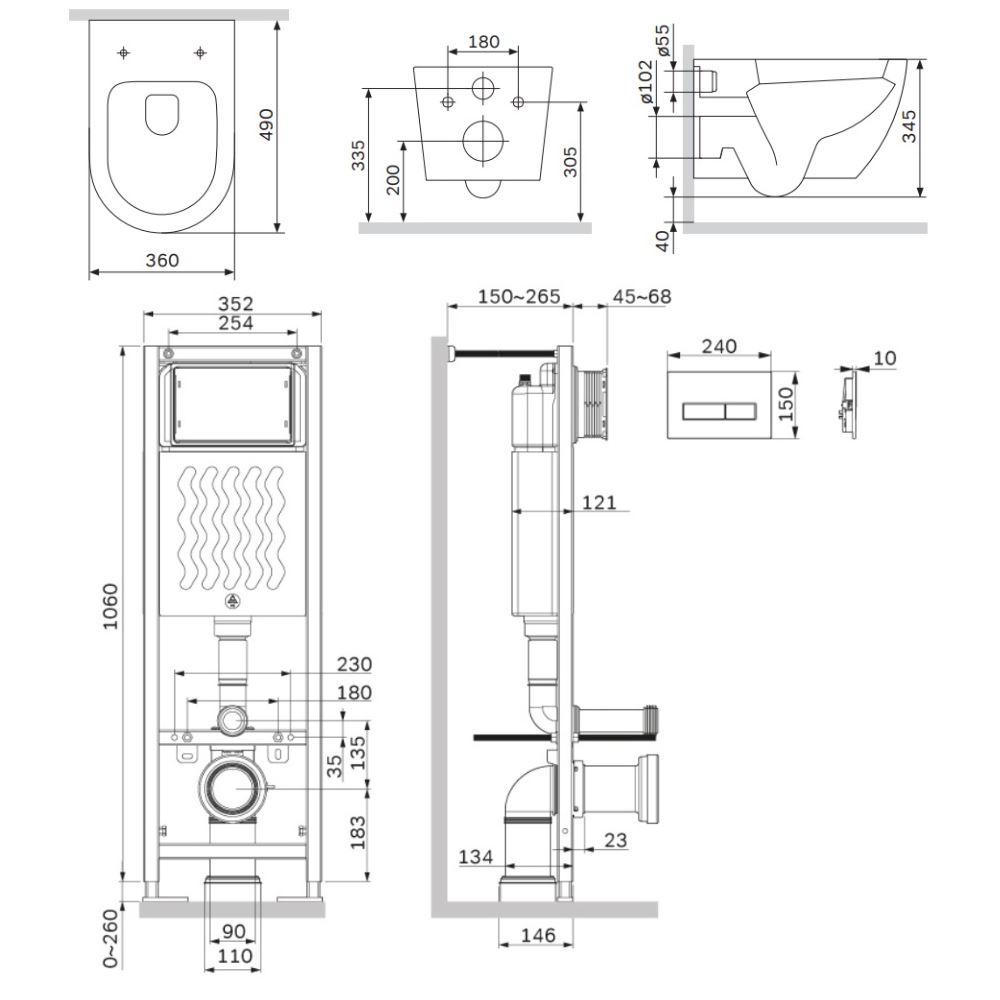 Инсталляция ErgoFit с подвесным унитазом AquaSpin 2.0 и клавишей Like IS110301.801901, Синий, белый