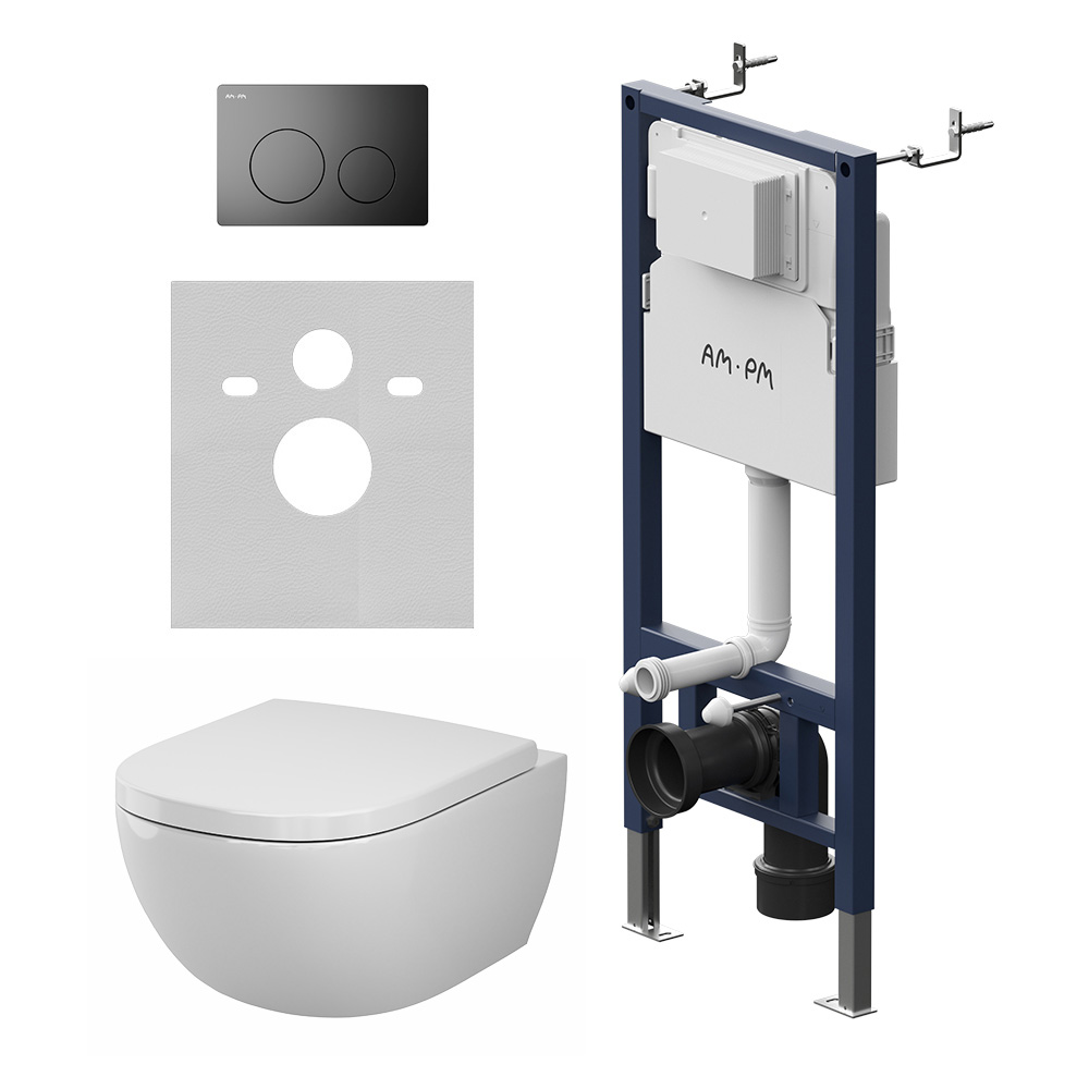 Инсталляция PrimeFit с подвесным унитазом Aquaspin и клавишей Above IS90138.9X1900, Синий, белый, черный