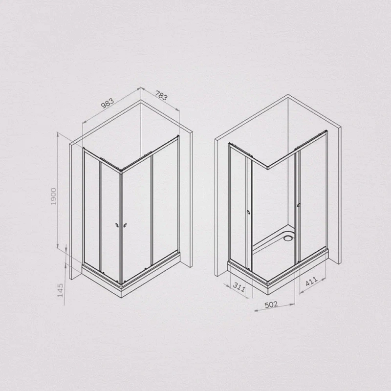 Душевое ограждение без поддона 100x80 AM.PM Sunny W87G-403-10080-MT профиль серебристый