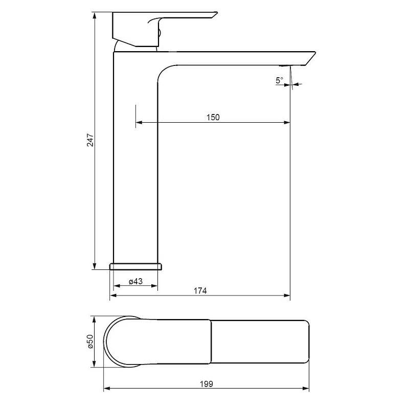 Смеситель для раковины (умывальника) Damixa Apollo 470250000 высокий, хром