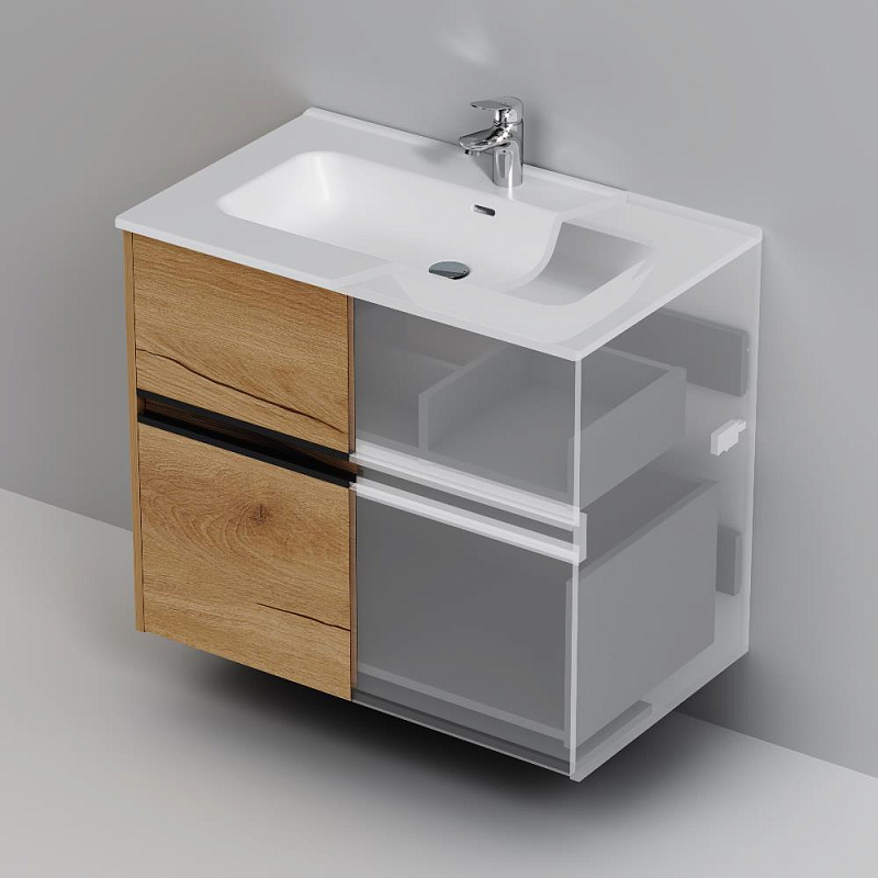 Тумба под раковину 80 AM.PM Sense M7BFUX0802OF подвесная/напольная на ножках, светлое дерево