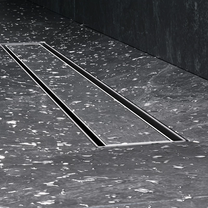 Душевой трап (лоток) 60 AM.PM MasterFlow W01SC-U11-060-04SB комбинированный затвор со стальной матовой решеткой под плитку