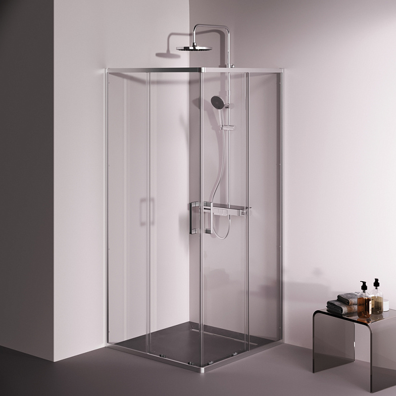 Душевое ограждение без поддона 90x90 AM.PM Above W9XG-403-9090-MT профиль серебристый