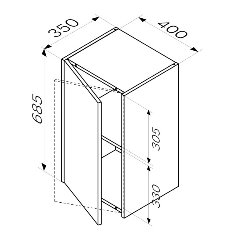 Шкаф с полками 40 AM.PM Func M8FCH0402OF правый под дерево