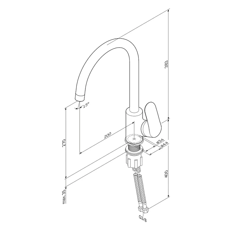 Смеситель для кухни AM.PM Like F8007100 высокий, хром