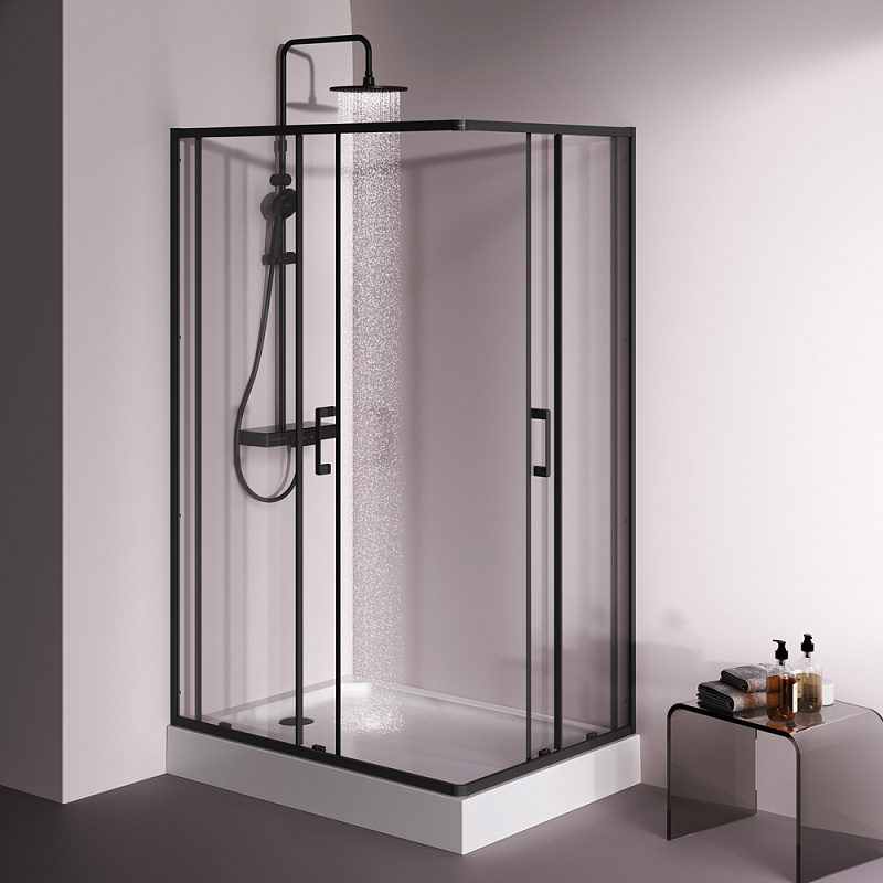 Душевое ограждение без поддона 120x90 AM.PM Above W9XG-403-12090-BT профиль черный
