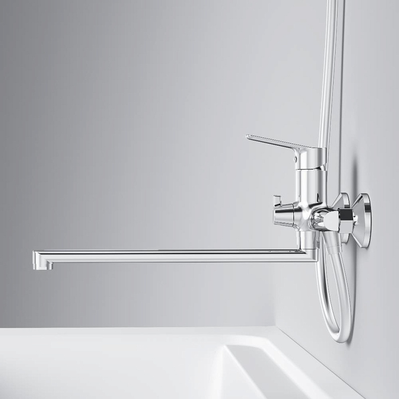 Смеситель для ванны и душа AM.PM Crave F9C90200 длинный излив, хром