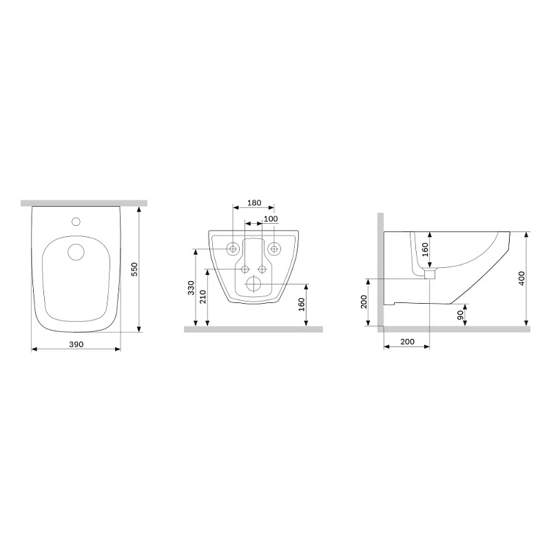 Биде подвесное AM.PM Inspire 2.0 C50A3411WH белый глянец + смеситель хром