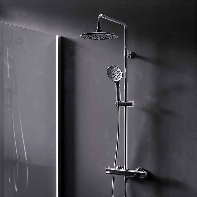 Душевая система AM.PM Crave F079C400 стойка с тропическим душем, термостатом, смесителем, хром