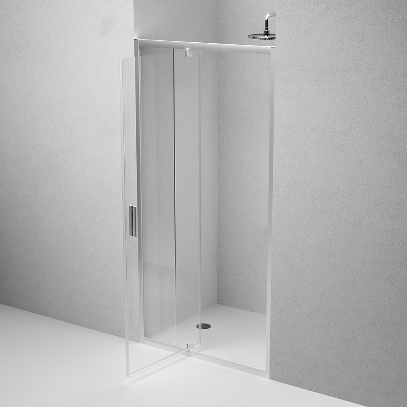 Душевая перегородка с дверью 100x195 AM.PM Gem W90G-100-1P-MT прозрачное стекло, профиль серебристый
