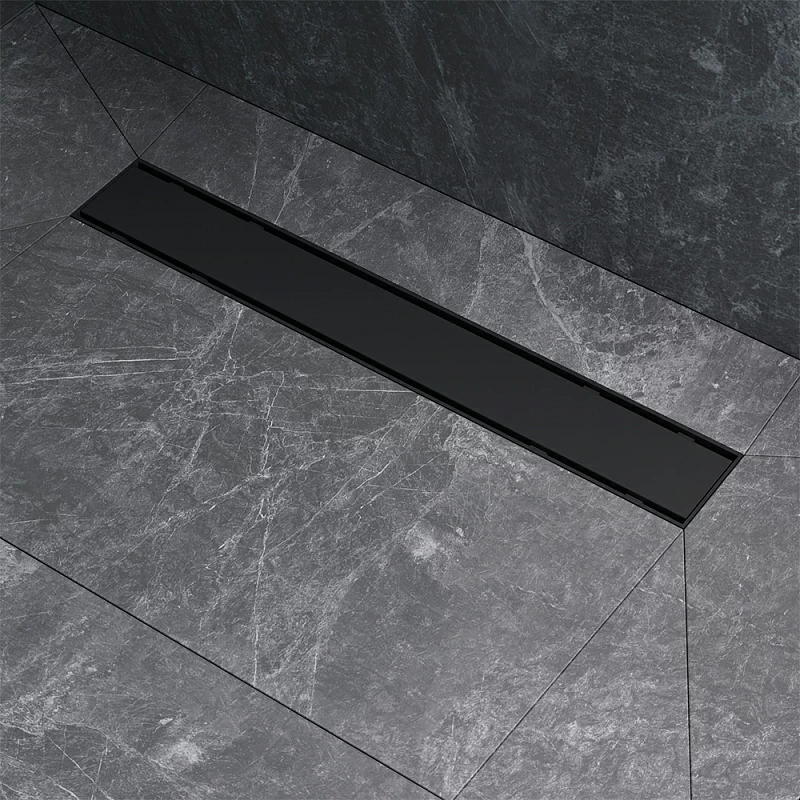 Душевой трап (лоток) 50 AM.PM PrimeFlow W02SC-U11-050-04BM комбинированный затвор с черной матовой решеткой под плитку