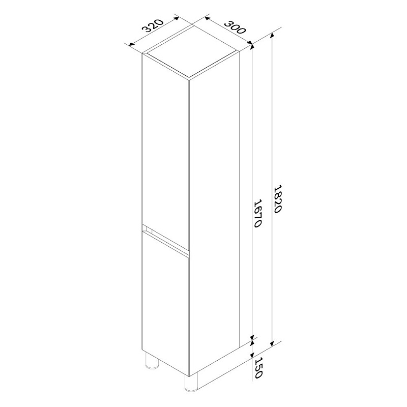 Шкаф-пенал для ванной 35 AM.PM Above M9XCSR0352WG напольный, правый, белый глянцевый