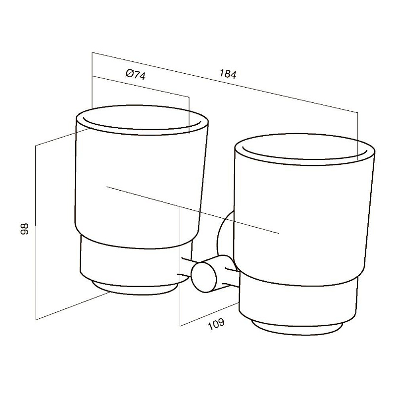 Двойной стеклянный стакан с настенным держателем AM.PM Bliss A55343464 хром