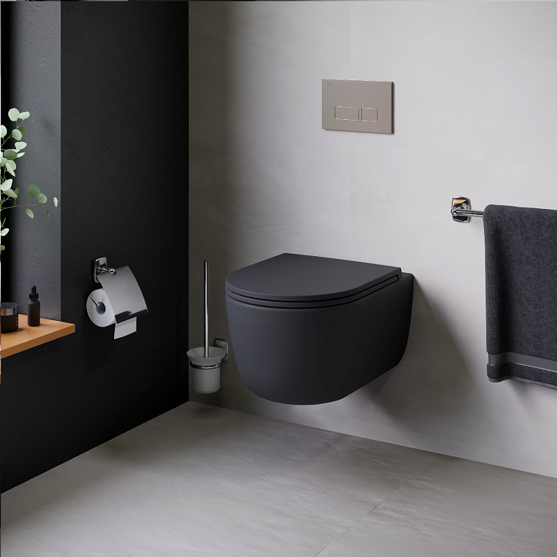 Унитаз подвесной Damixa Sirius DX86C1700MBSC безободковый с сиденьем микролифт, черный