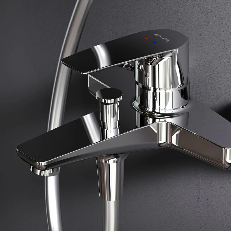 Душевая система AM.PM Gem F40890A14 стойка с тропическим душем, хром + смеситель для ванны, хром