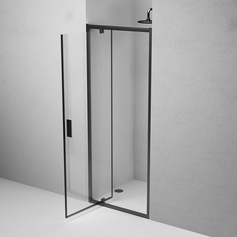 Душевая перегородка с дверью 80x195 AM.PM Gem W90G-80-1P-BT прозрачное стекло, профиль черный матовый