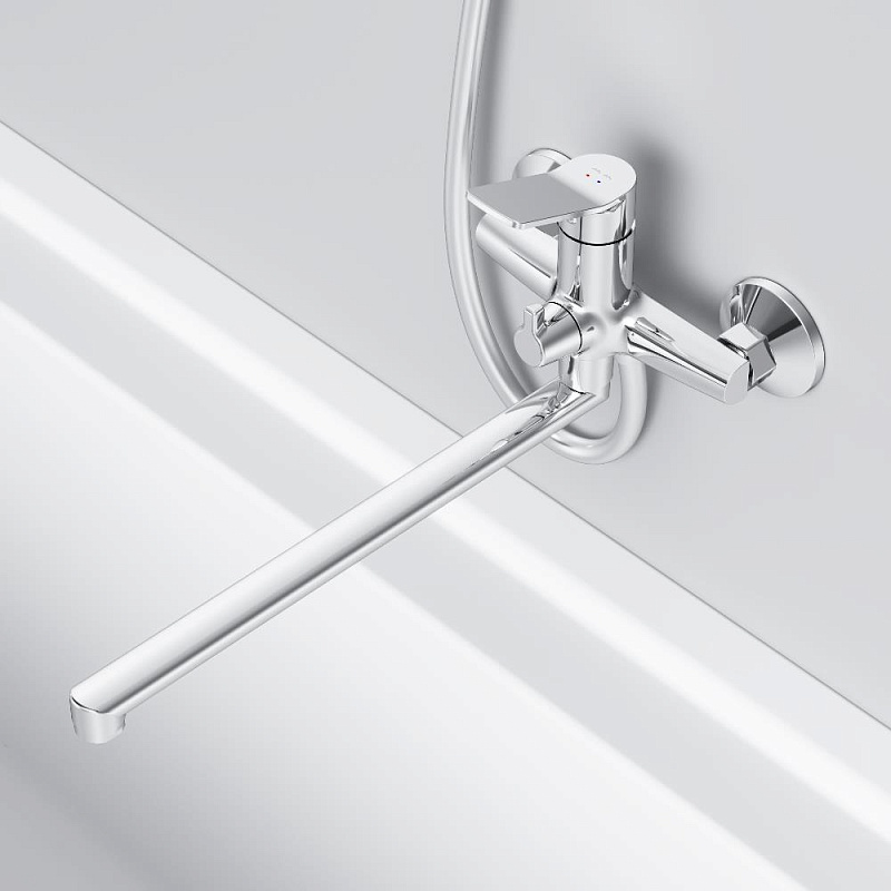 Смеситель для ванны и душа AM.PM X-Joy F85A90200 длинный излив, хром