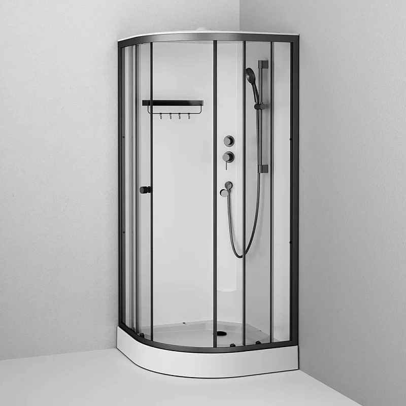 Душевая кабина 90x90 AM.PM X-Joy W94C-401-090BT профиль черный матовый, низкий поддон