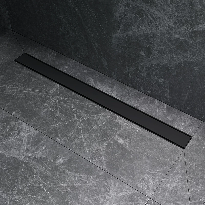 Душевой трап (лоток) 90 AM.PM PrimeFlow W02SC-U11-090-04BM комбинированный затвор с черной матовой решеткой под плитку