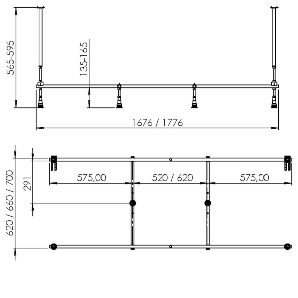 Каркас для ванны 170x75 см Libre W60A-170-075W-R,