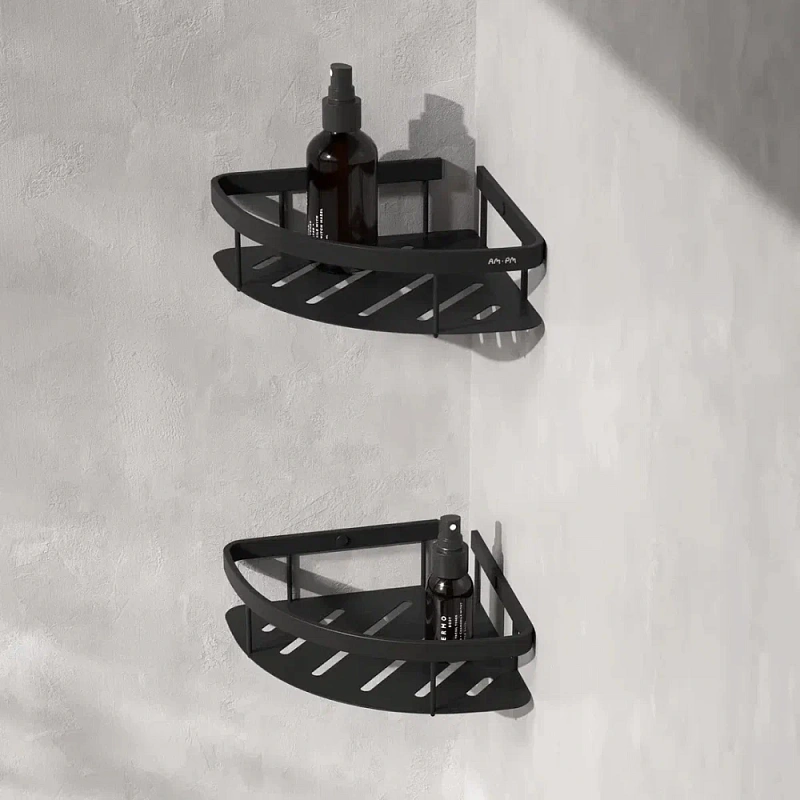 Полка в ванную угловая AM.PM Sense L A7454222 двухъярусная черная