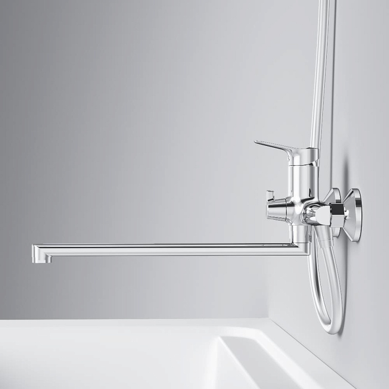 Смеситель для ванны и душа AM.PM Force F9F90200 длинный излив, хром