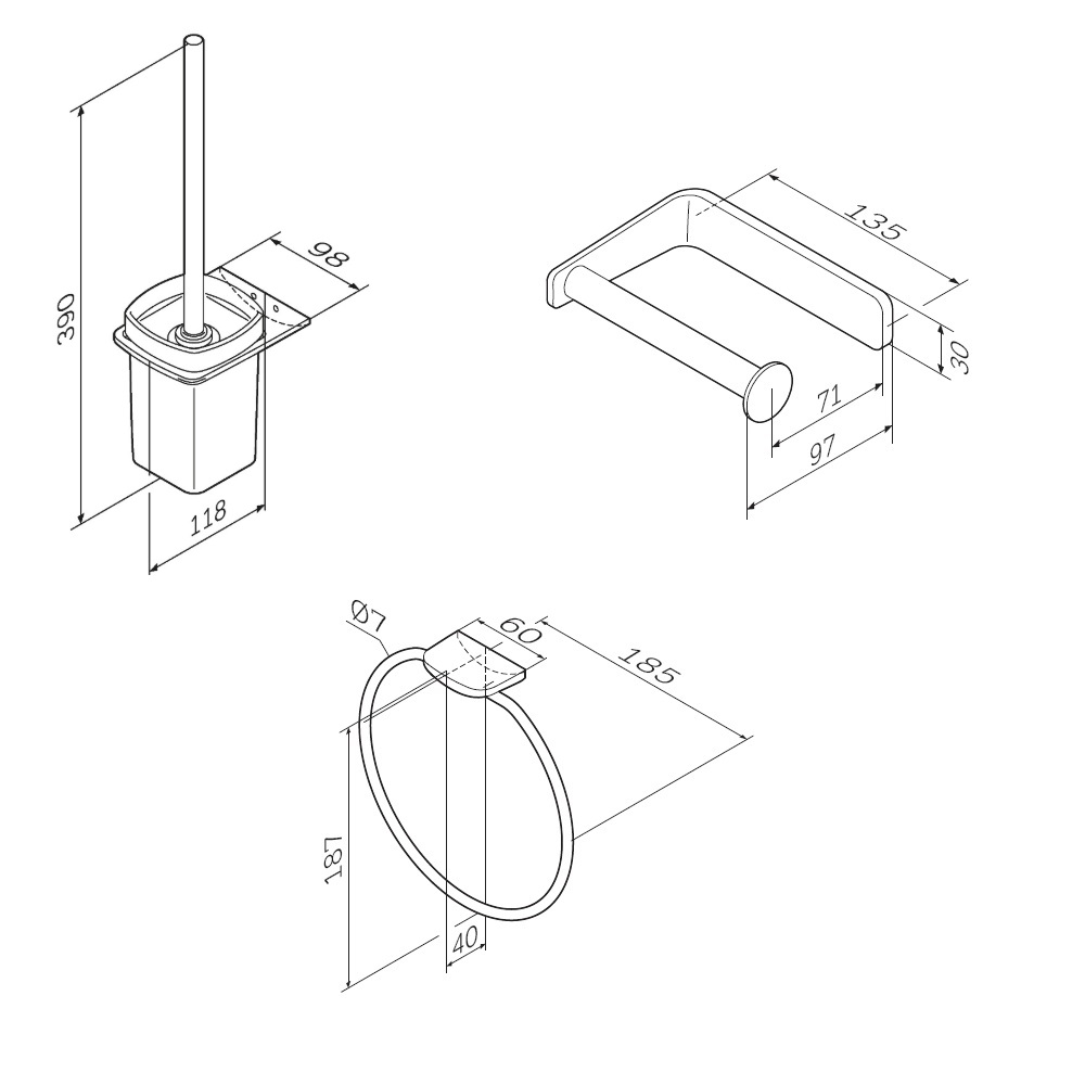 Набор аксессуаров для зоны туалета, черный Inspire V2.0 AK50T1103B, Черный