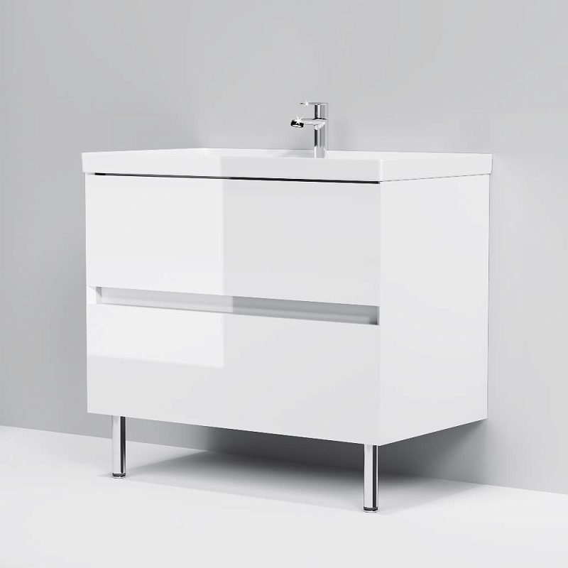 Тумба под раковину 80 AM.PM Above M9XFSX0802WG напольная, белая глянцевая