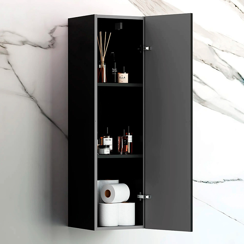 Шкаф-пенал для ванной 30 AM.PM Struktura M9SCHR0306BMVS навесной, черный матовый