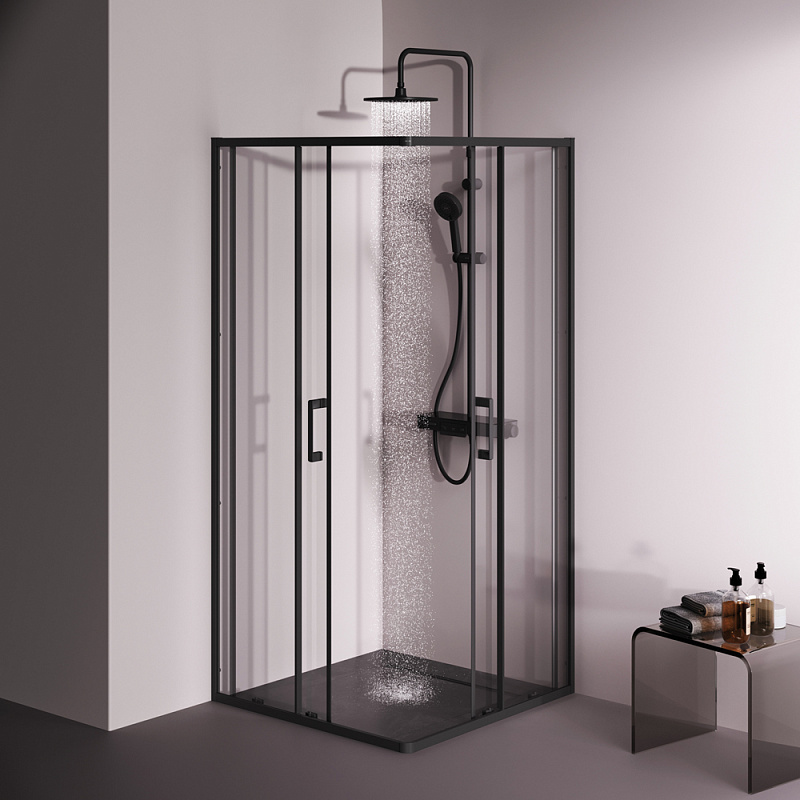 Душевое ограждение без поддона 90x90 AM.PM Above W9XG-403-9090-BT профиль черный