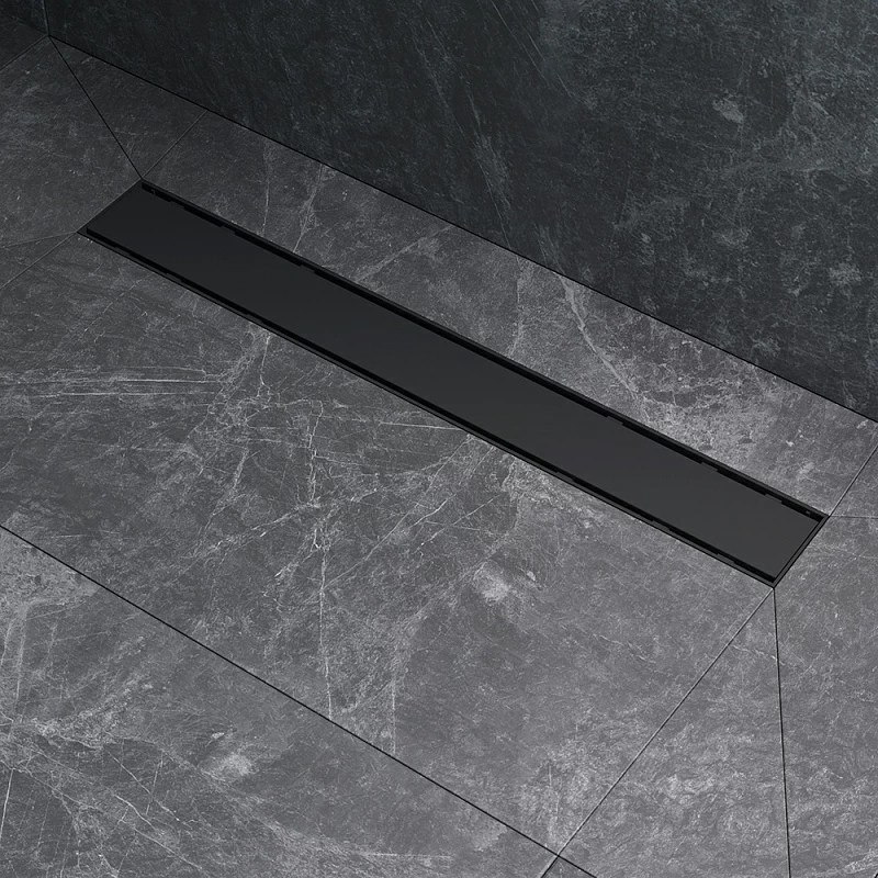 Душевой трап (лоток) 60 AM.PM PrimeFlow W02SC-U11-060-04BM комбинированный затвор с черной матовой решеткой под плитку