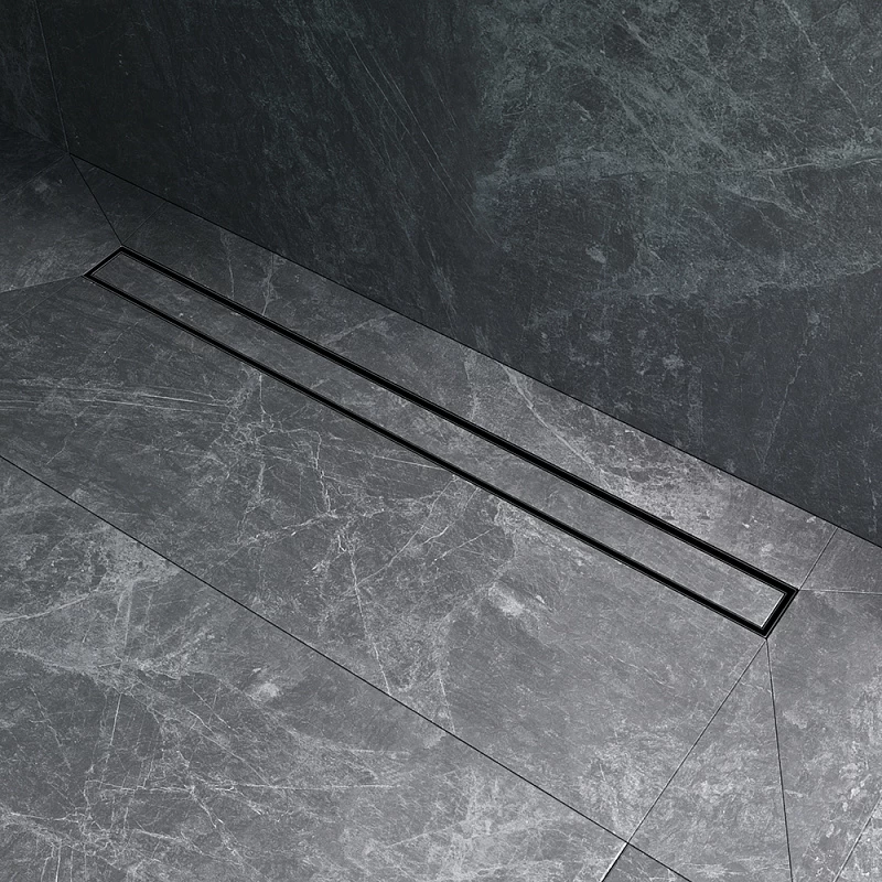 Душевой трап (лоток) 90 AM.PM MasterFlow W01SC-U11-090-04BM комбинированный затвор с черной матовой решеткой под плитку