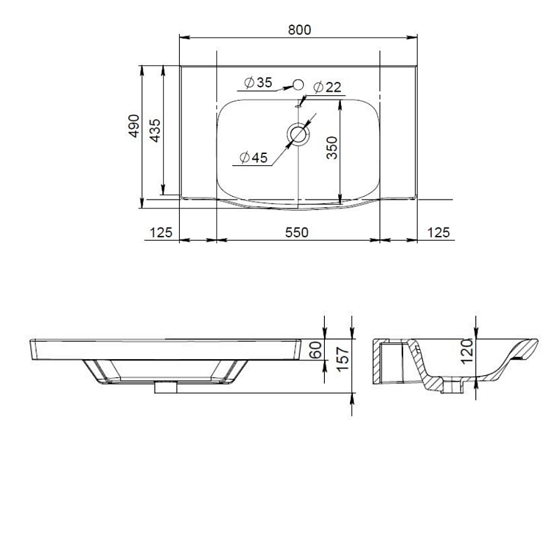 Раковина мебельная 80 AM.PM Like M80WCC0802WG белая встраиваемая