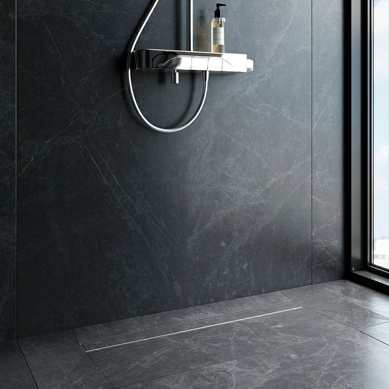 Душевой трап (лоток) 80 AM.PM PrimeFlow W02SC-U11-080-04SB комбинированный затвор со стальной матовой решеткой под плитку