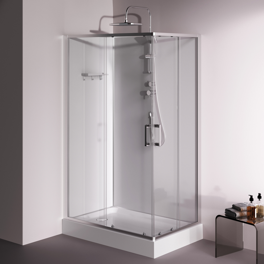 Душевая кабина 120x80 см, прямоугольная, без гидромассажа Above W9XC-403-12080MT, Хром, белый, прозрачное