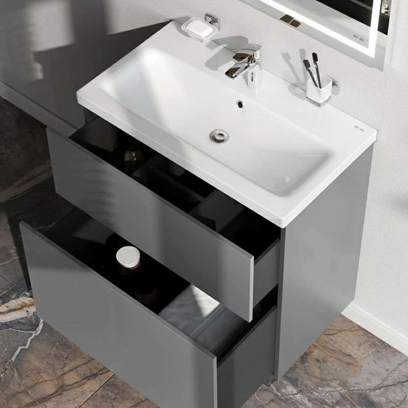 Тумба под раковину 75 AM.PM Gem M90FSX07522GM32 напольная графит матовый