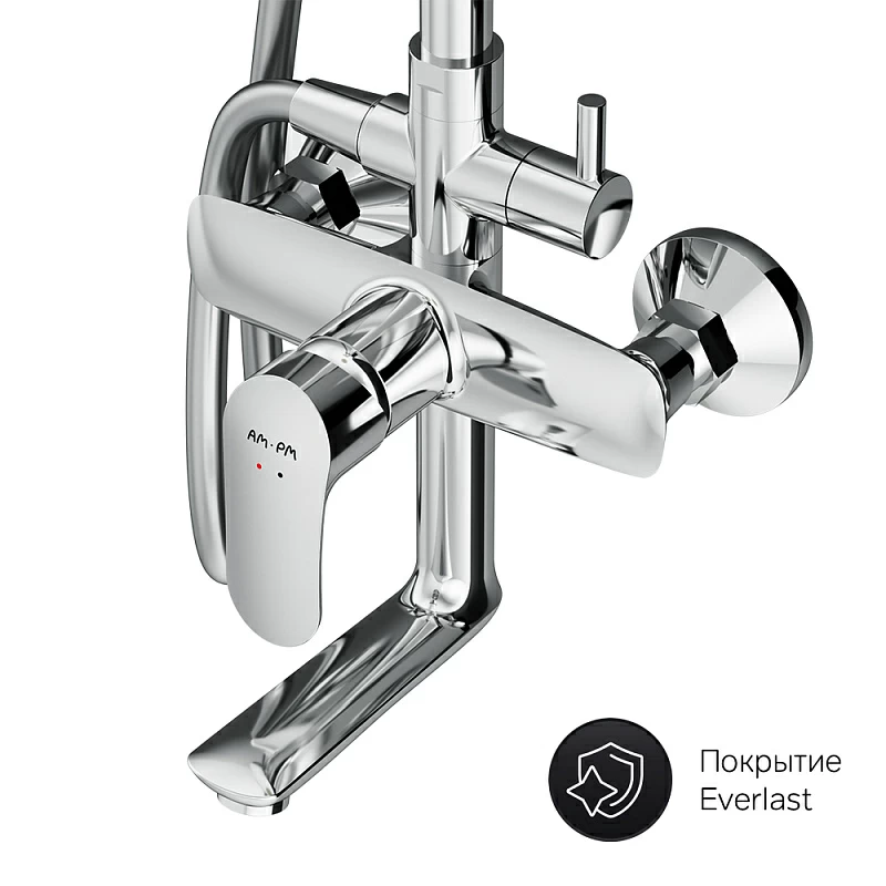 Душевая система AM.PM Like F0780964 стойка с тропическим душем, смесителем, изливом, хром