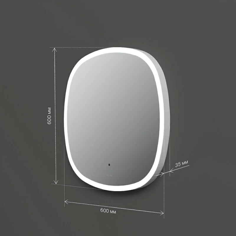 Зеркало с подсветкой в ванную закругленное 60 AM.PM Func M8FMOX0601WGS сенсорное
