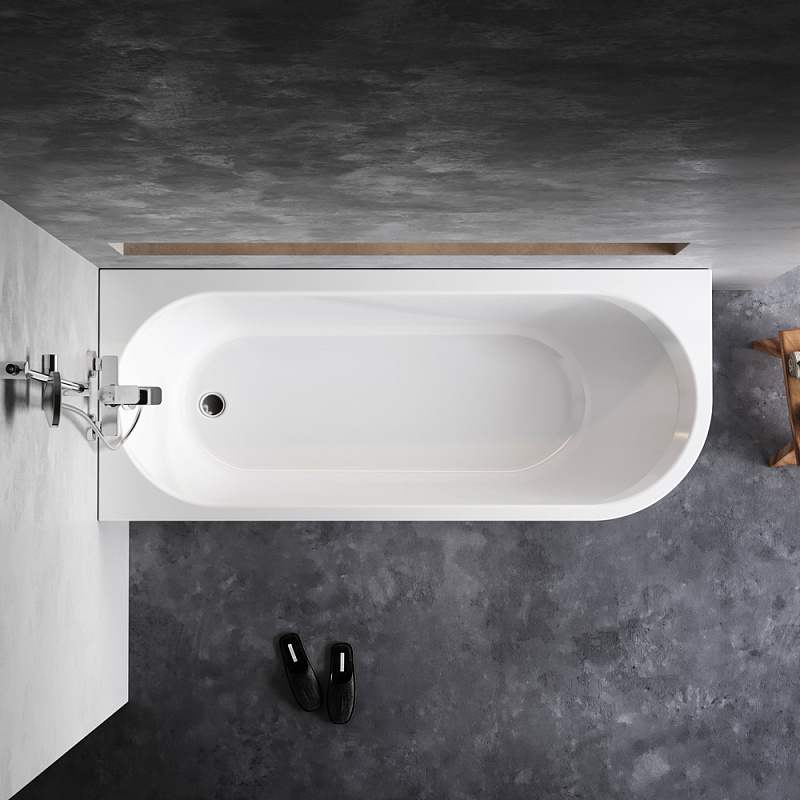 Ванна акриловая 170x70 AM.PM X-Joy W94A-170L70W-ARP ассиметричная с каркасом и панелью, белая глянцевая