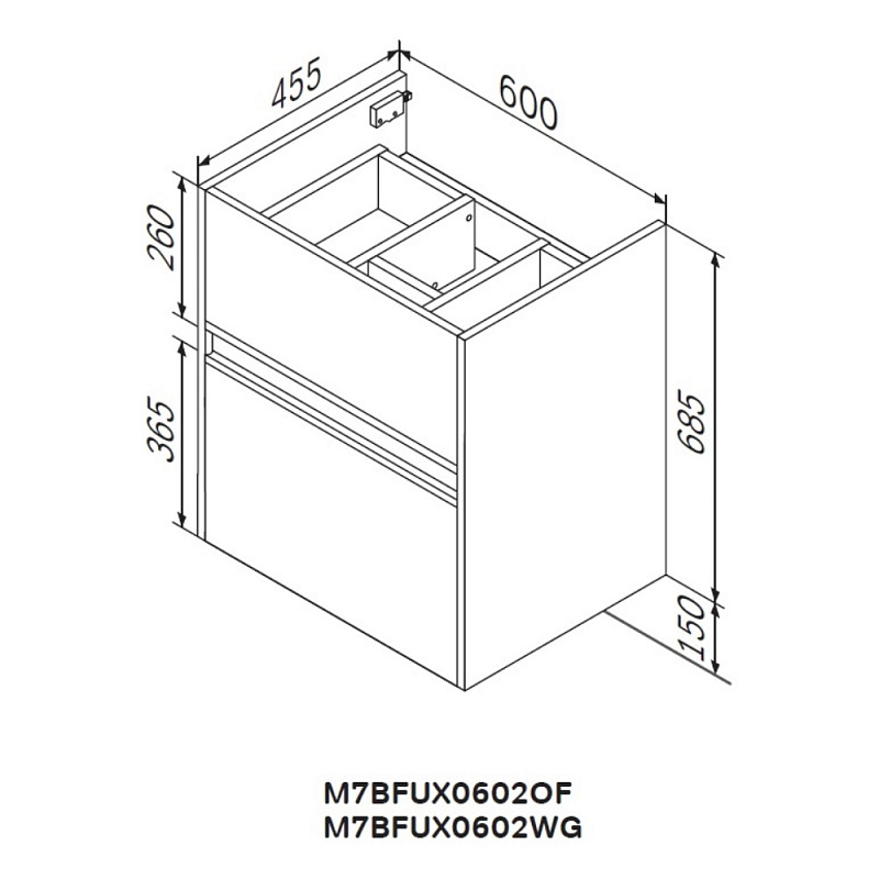 Тумба под раковину 60 AM.PM Sense M7BFUX0602WG подвесная/напольная на ножках, белый глянец