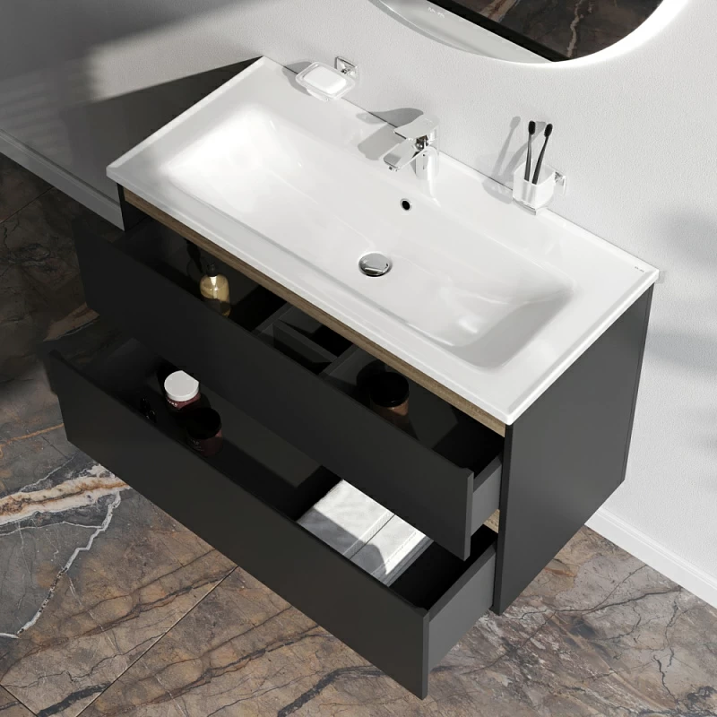 Тумба под раковину 100 AM.PM X-Joy M85AFHX1002BM подвесная черная матовая