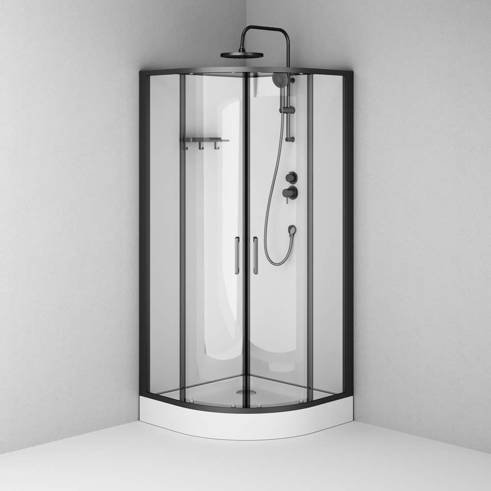 Душевая кабина 90x90 см, без гидромассажа Above W9XC-401-9090BT, Черный, белый, прозрачное