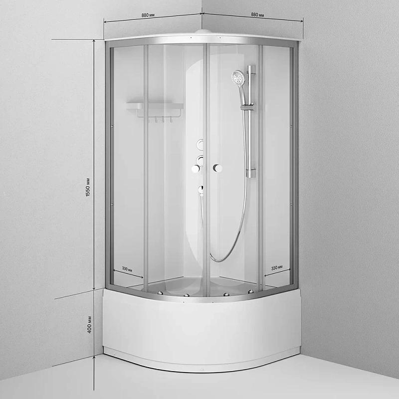 Душевая кабина 90x90 AM.PM X-Joy W94C-401A-090MT профиль серебристый, высокий поддон