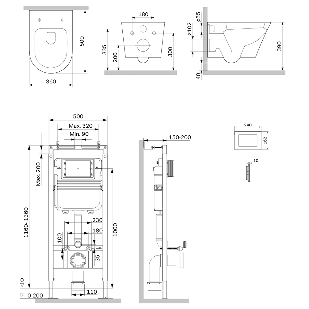 Инсталляция MasterFit с подвесным унитазом Aquaspin и клавишей X-Joy IS130238.851900, Синий, белый, черный